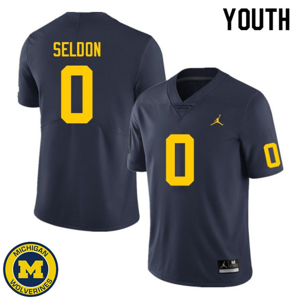 Youth University of Michigan #0 Andre Seldon Navy Player Jersey